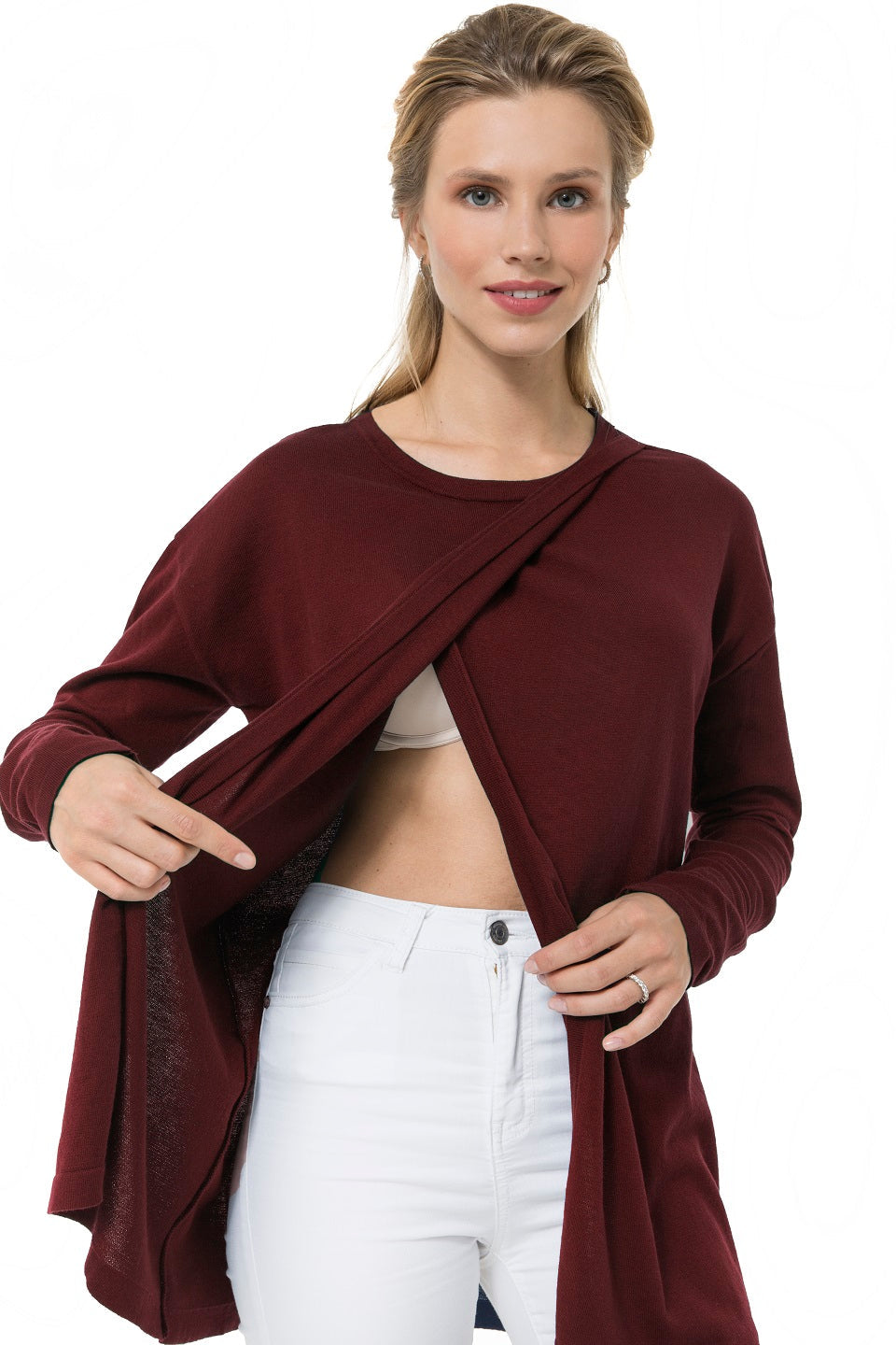 Casual Elegance Long Sleeve Maternity/Nursing Knit Top