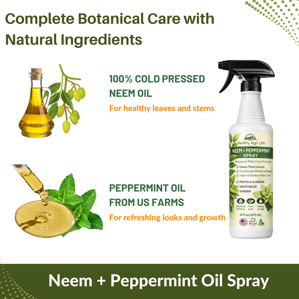 Neem & Peppermint Plant Spray for Garden, Vegetables & Indoor Plants – Botanical Leaf Care Mist, Supports Clean Healthy Leaves, Ready-to-Use Garden Spray for Fruits, Herbs & Houseplants