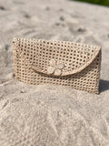 Natural Straw Envelope Flower Clutch