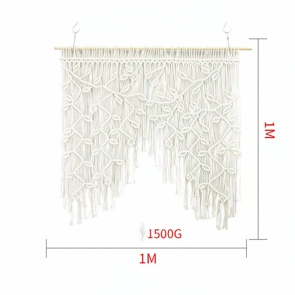Boho Leaf Tapestry Wall Hanging – Handwoven Nordic Room Decor Curtain