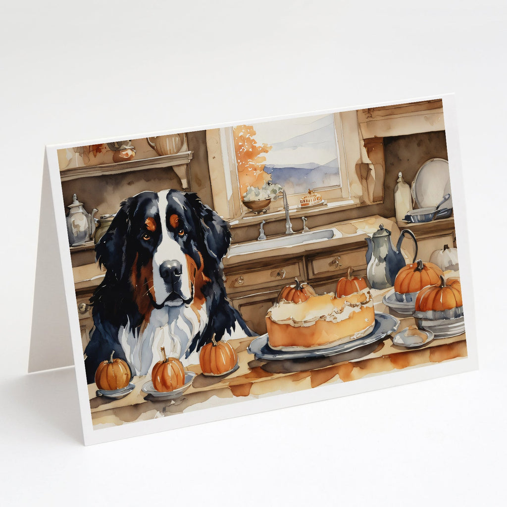 Bernese Mountain Dog Fall Kitchen Pumpkins Greeting Cards Pack of 8