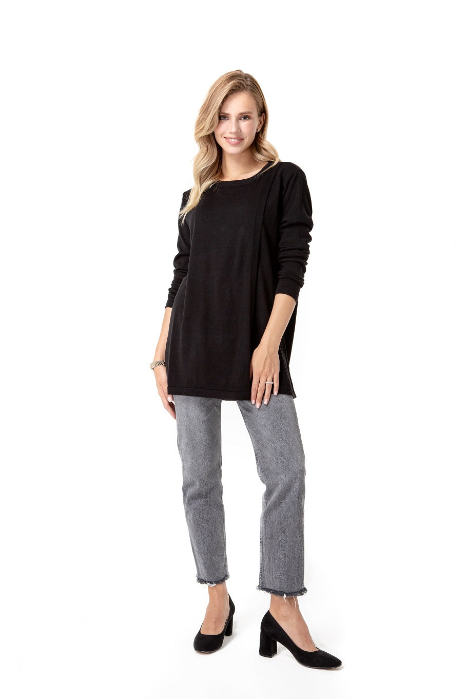 Casual Elegance Long Sleeve Maternity/Nursing Knit Top