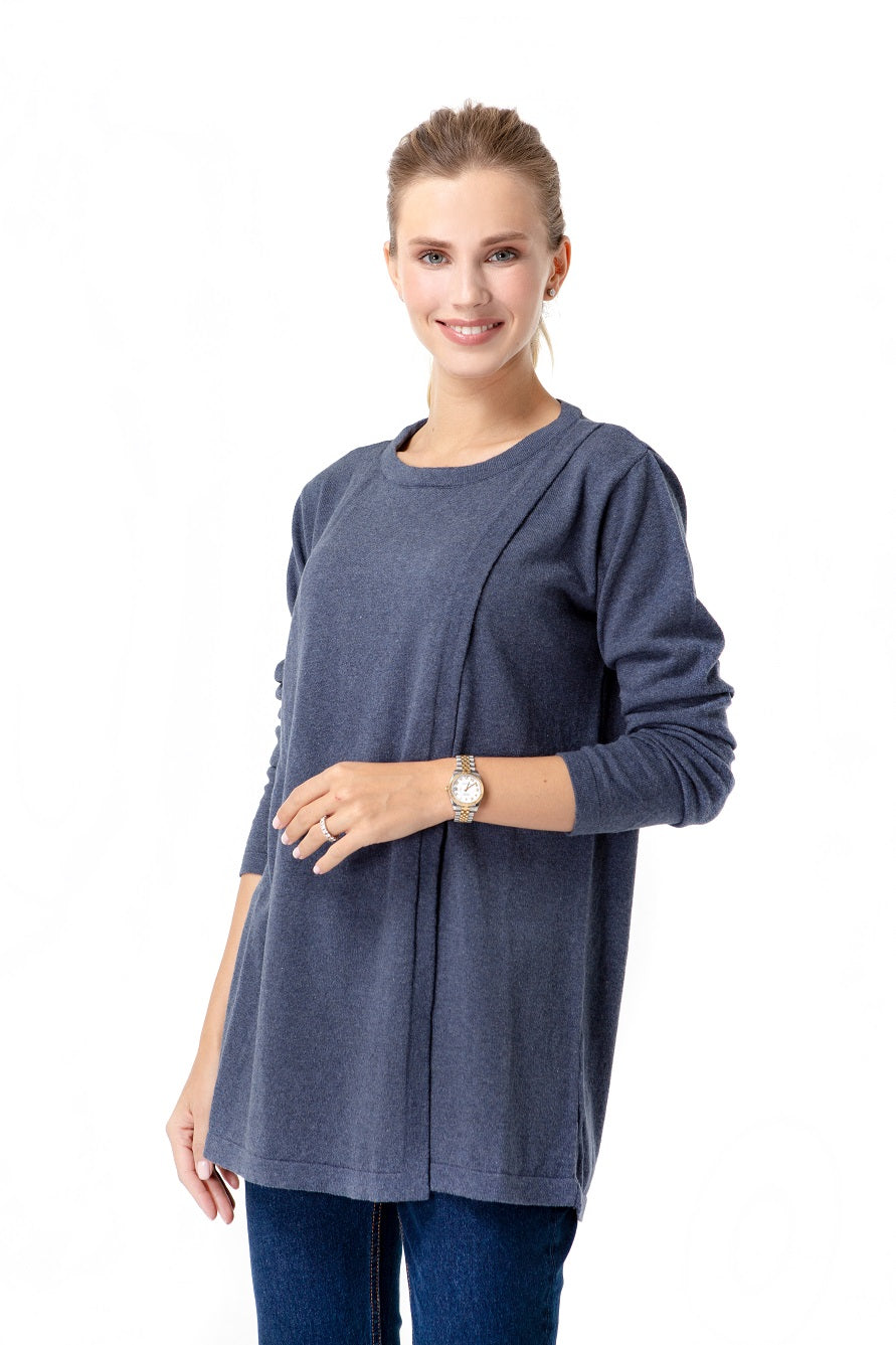 Casual Elegance Long Sleeve Maternity/Nursing Knit Top