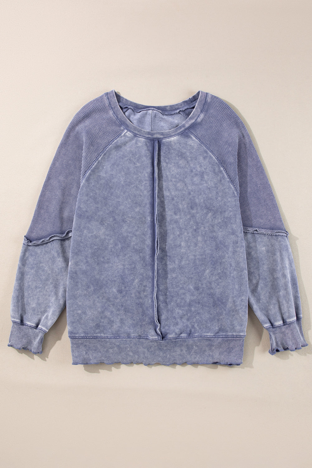 Jolie Waffle Exposed Seam Raglan Sweatshirt