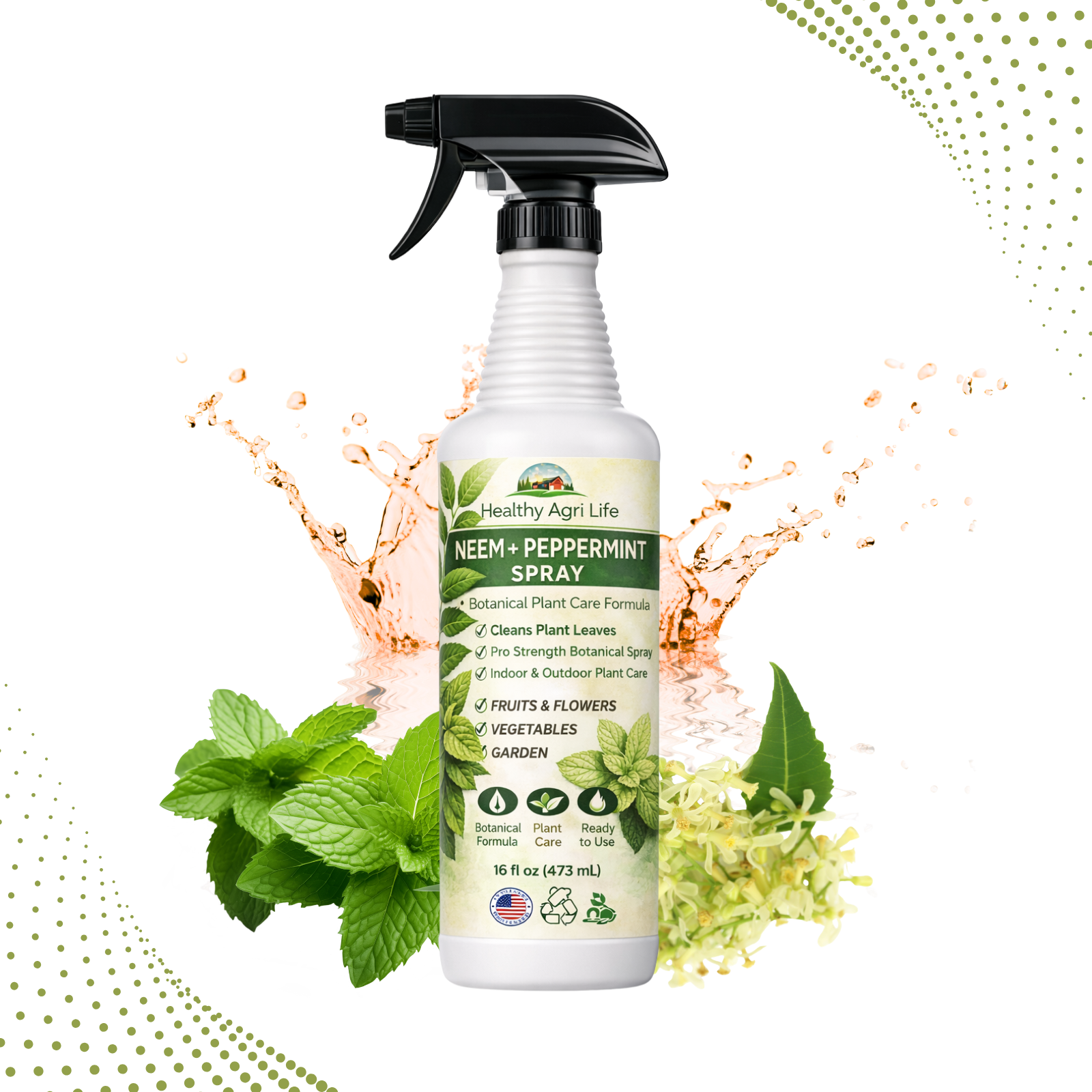 Neem & Peppermint Plant Spray for Garden, Vegetables & Indoor Plants – Botanical Leaf Care Mist, Supports Clean Healthy Leaves, Ready-to-Use Garden Spray for Fruits, Herbs & Houseplants