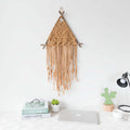 Nordic Macrame Wall Hanging – Boho Cotton Rope Tapestry with Wooden Branch
