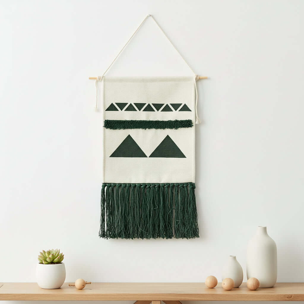Tufted Tassel Wall Hanging – Boho Hand-Woven Tapestry Decor