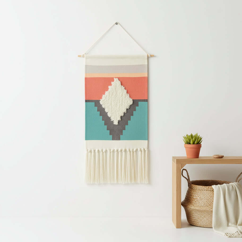 Tufted Tassel Wall Hanging – Boho Hand-Woven Tapestry Decor