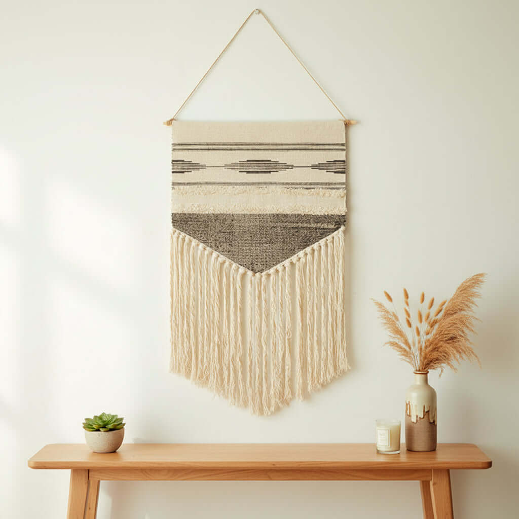 Tufted Tassel Wall Hanging – Boho Hand-Woven Tapestry Decor