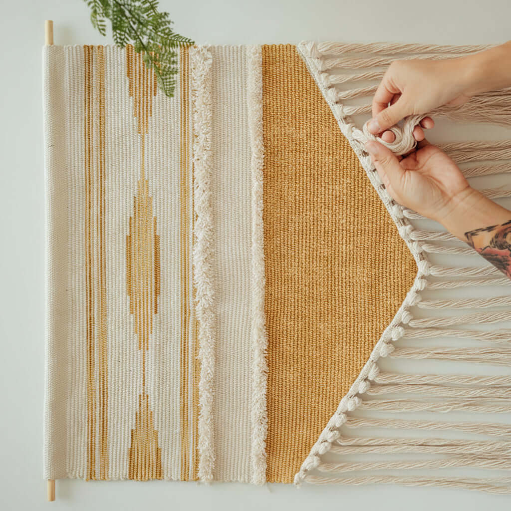 Tufted Tassel Wall Hanging – Boho Hand-Woven Tapestry Decor