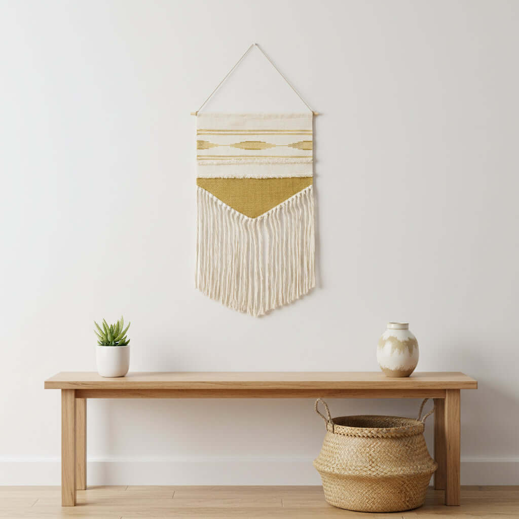 Tufted Tassel Wall Hanging – Boho Hand-Woven Tapestry Decor