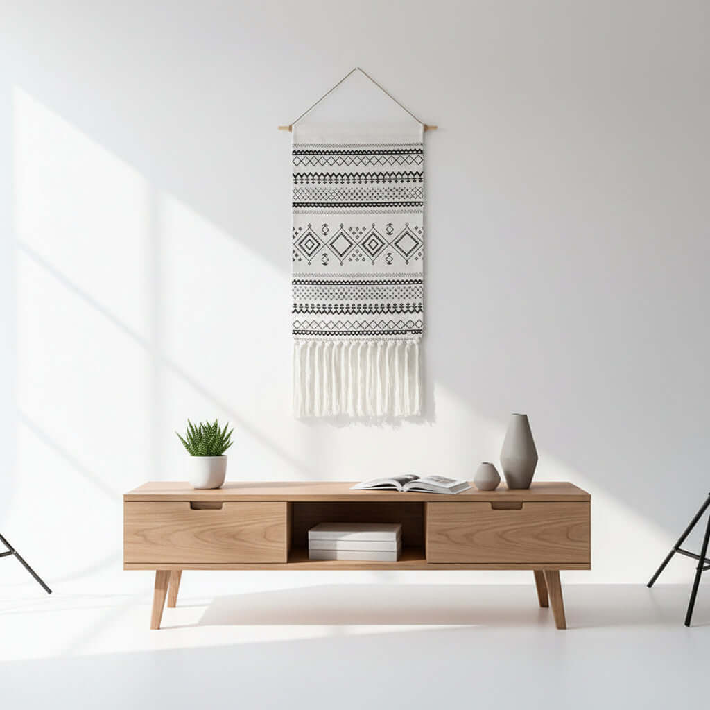 Tufted Tassel Wall Hanging – Boho Hand-Woven Tapestry Decor