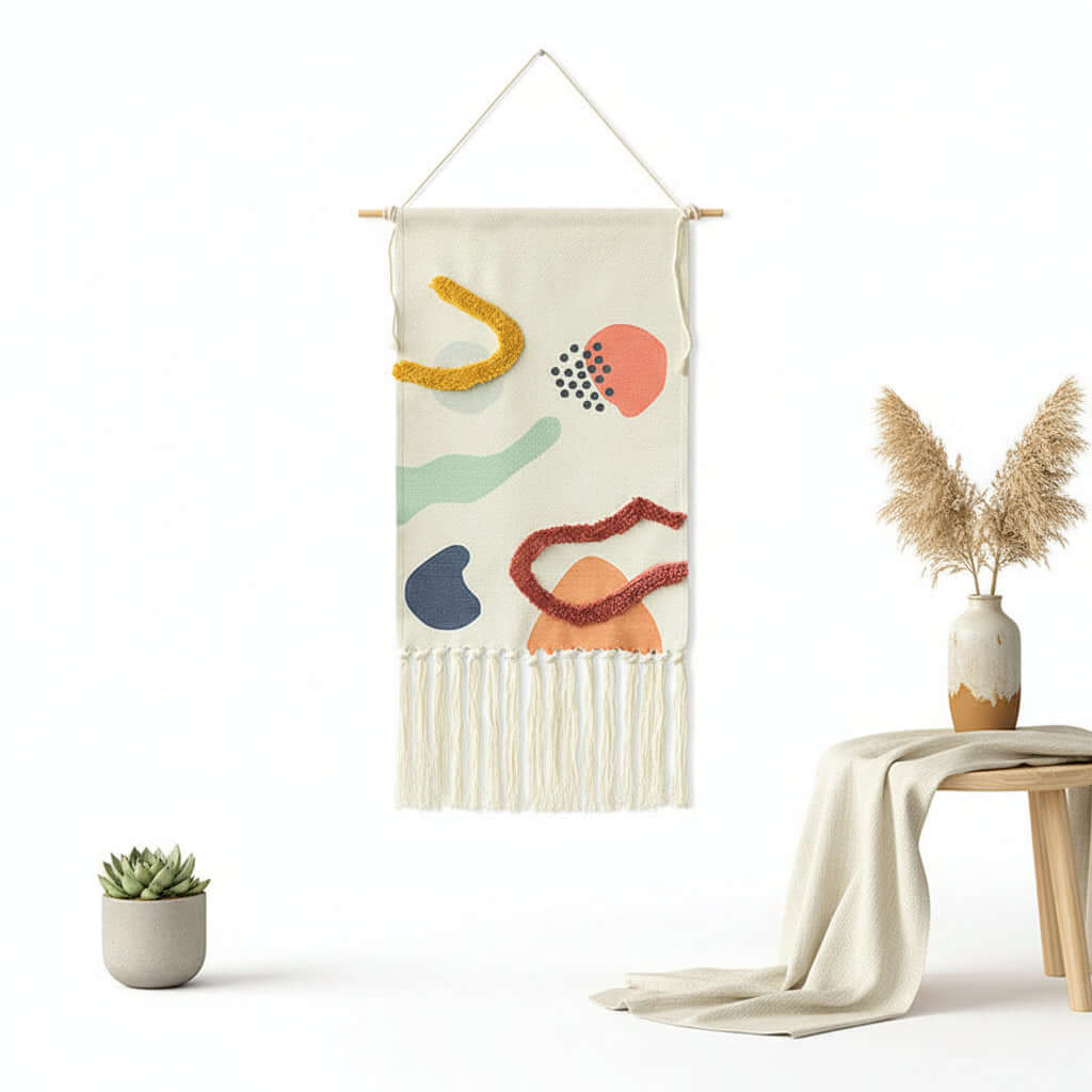 Tufted Tassel Wall Hanging – Boho Hand-Woven Tapestry Decor
