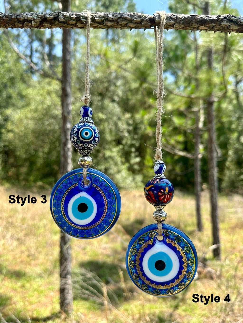Wall Hanging Evil Eye Nazar Boncuk Mal De Ojo, Modern Boho Style Home Decor -- Ceramic Hand Painted Ball