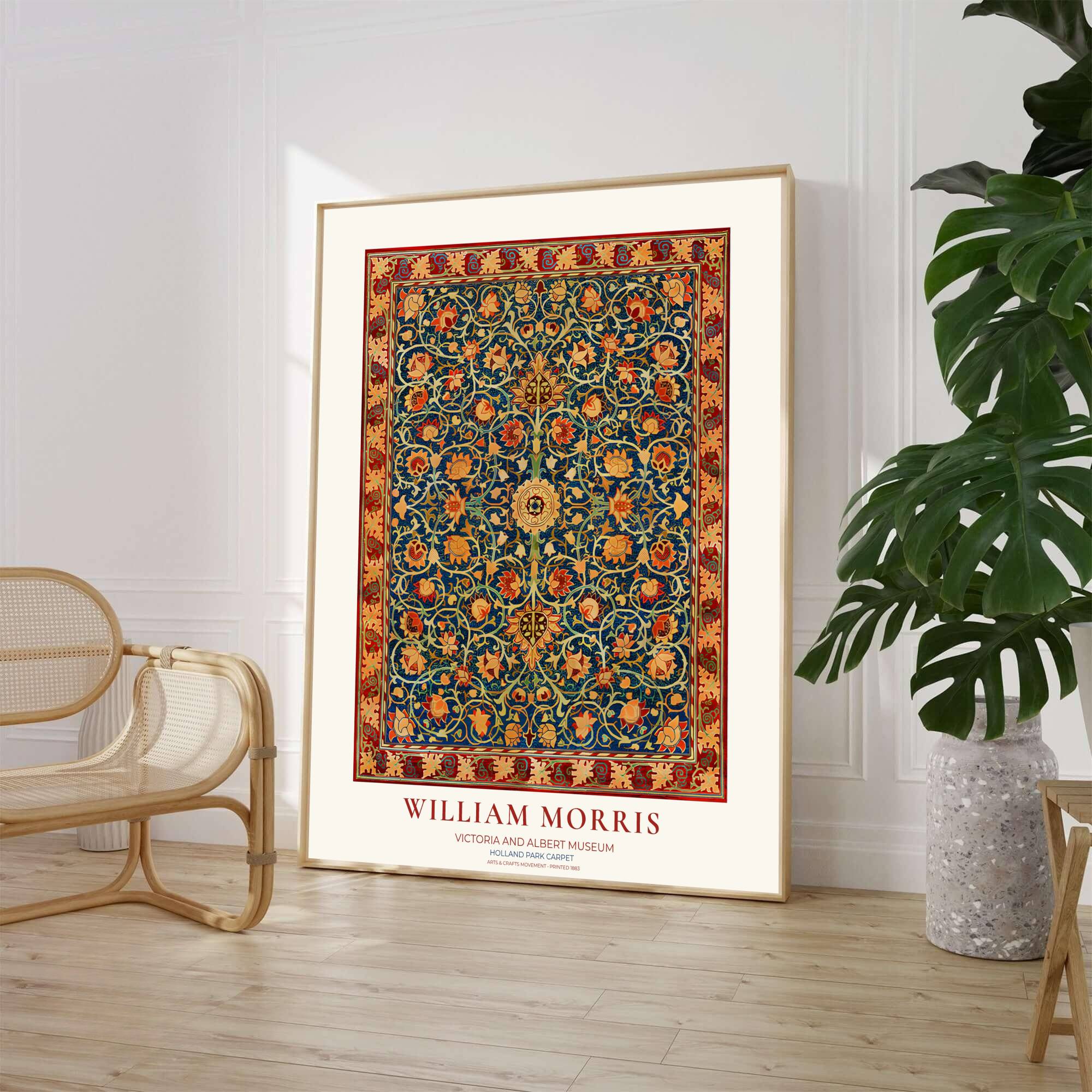William Morris Holland Park Carpet Blue Red Vintage Exhibition Framed Wall Poster-3