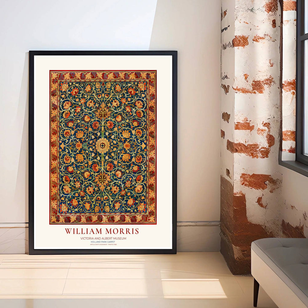 William Morris Holland Park Carpet Blue Red Vintage Exhibition Framed Wall Poster-4