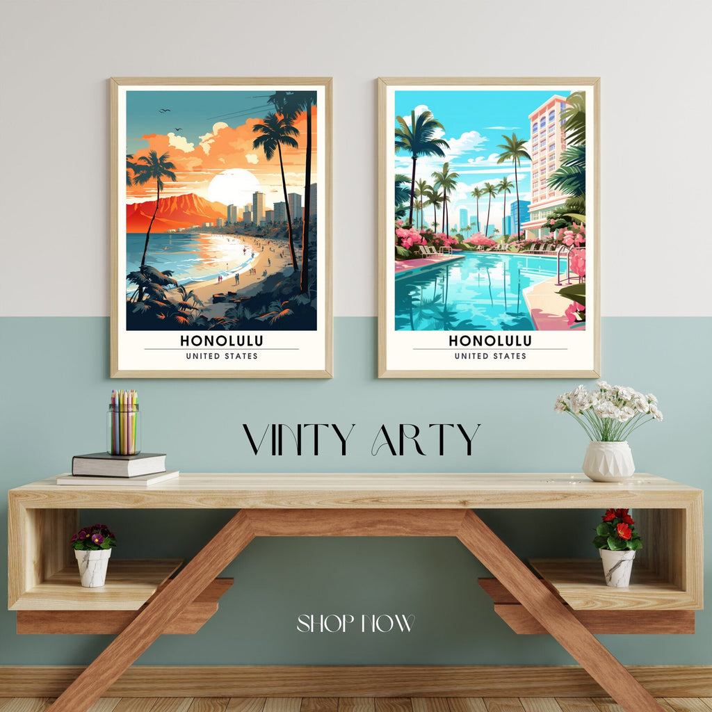 Impression Honolulu | Impression de voyage Honolulu | Poster Hawaï-3