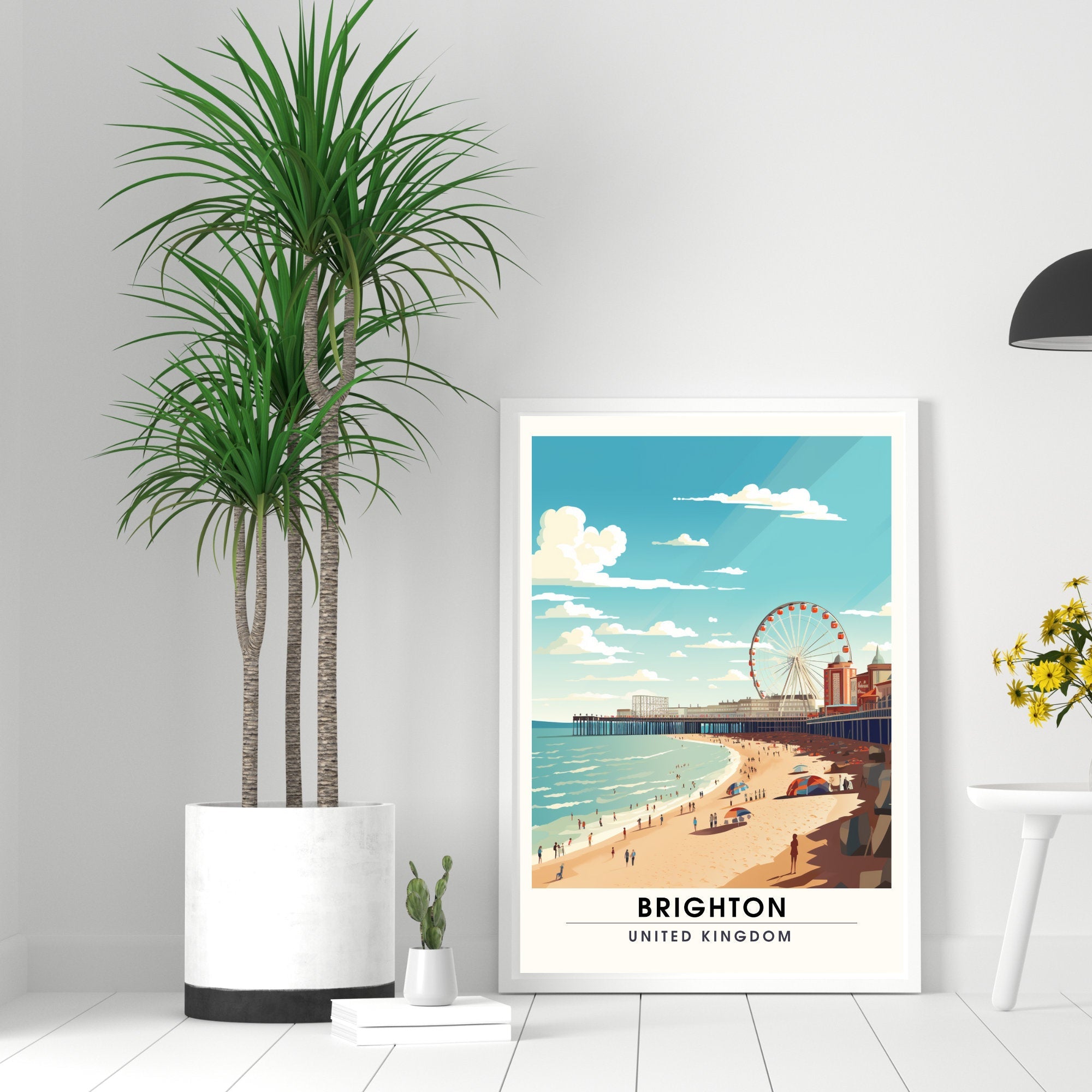 Affiche Brighton- Impression de voyage Brighton - Impression Paysage Urbain Artistique - Collection Souvenirs du Royaume-Uni-1