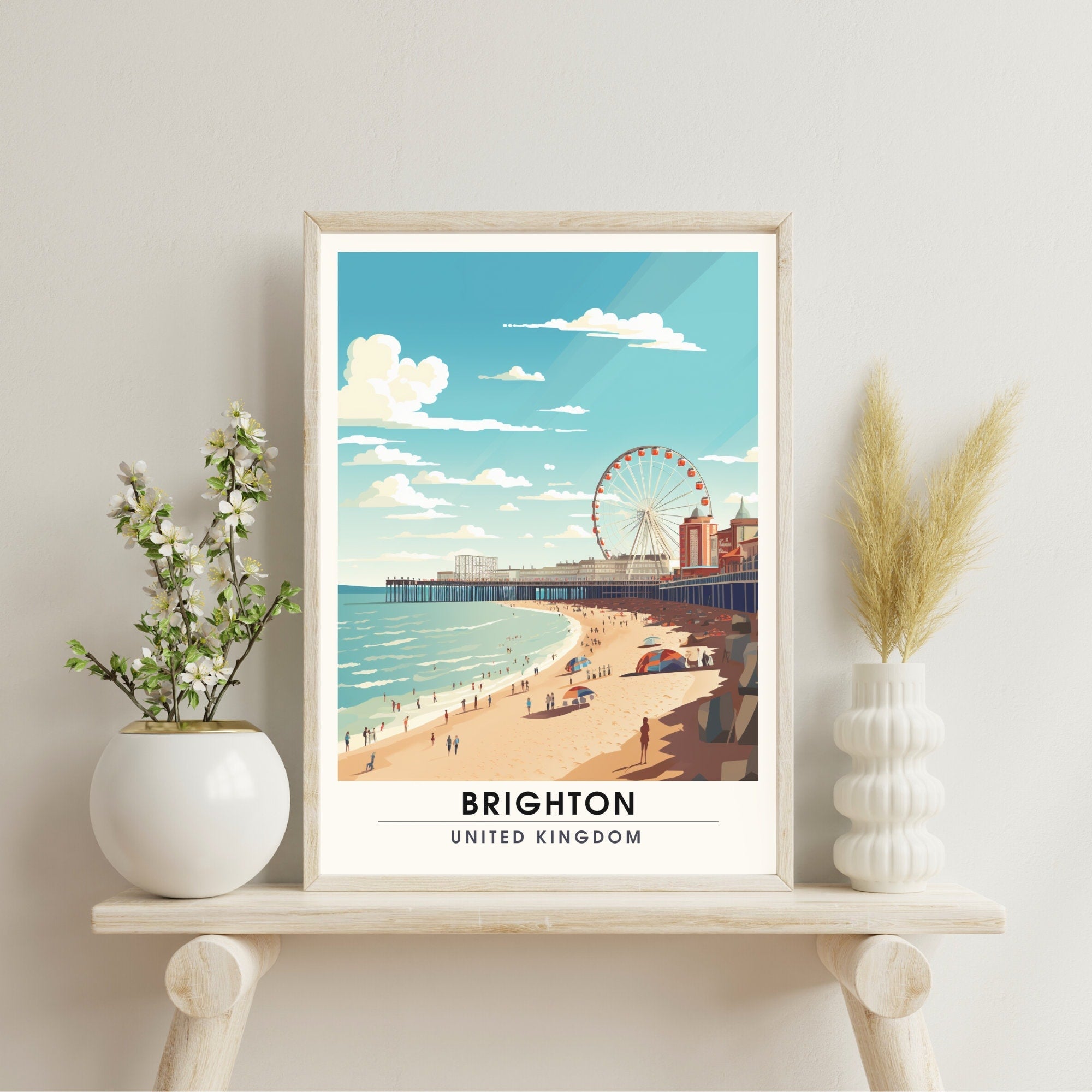 Affiche Brighton- Impression de voyage Brighton - Impression Paysage Urbain Artistique - Collection Souvenirs du Royaume-Uni-3