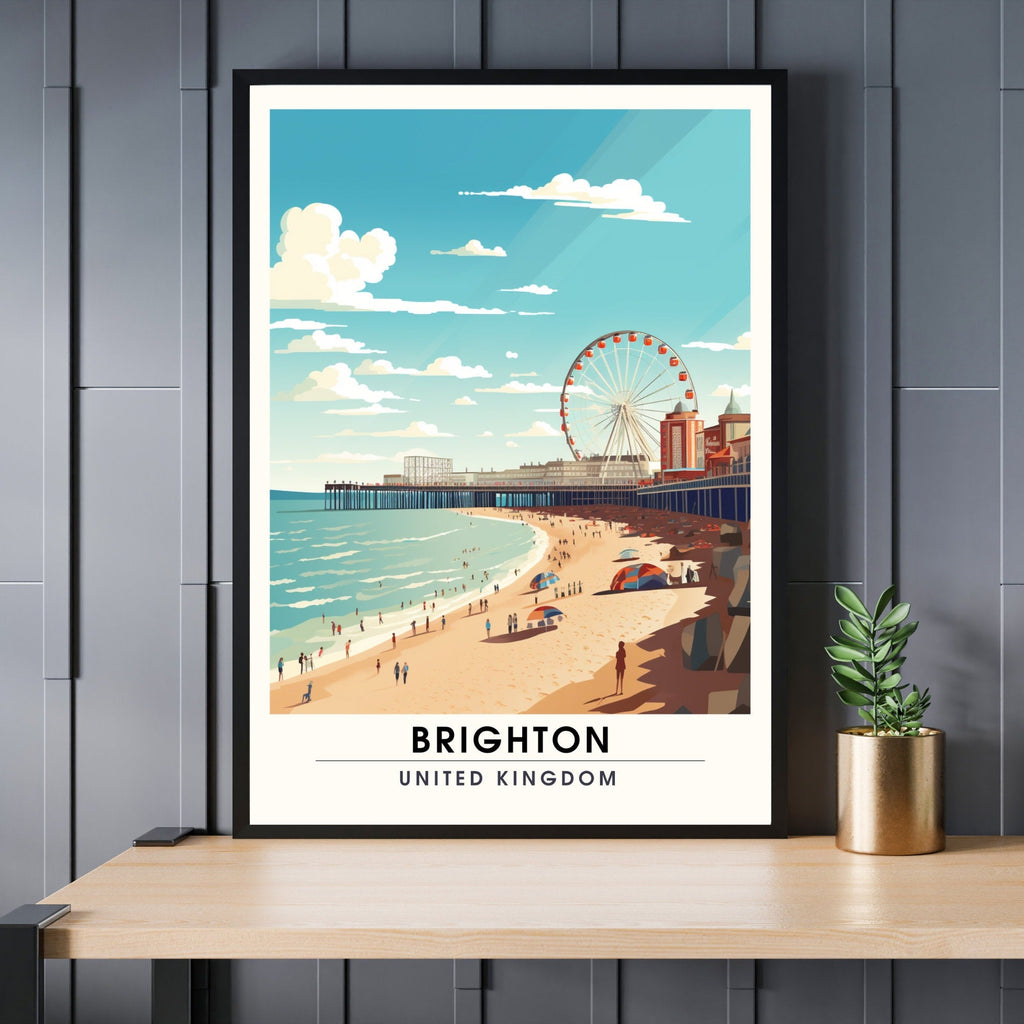 Affiche Brighton- Impression de voyage Brighton - Impression Paysage Urbain Artistique - Collection Souvenirs du Royaume-Uni-0