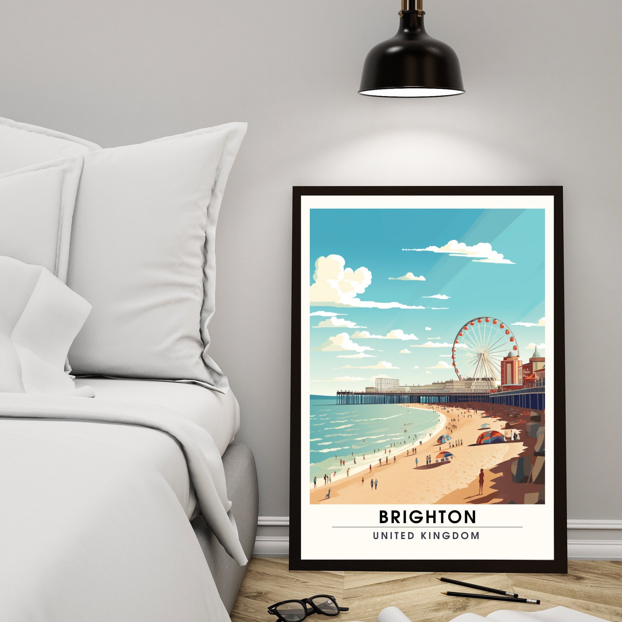 Affiche Brighton- Impression de voyage Brighton - Impression Paysage Urbain Artistique - Collection Souvenirs du Royaume-Uni-4