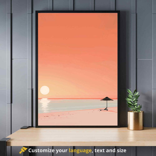 Affiche Minimaliste plage - Affiche coucher de soleil - Wall Art Home Decor
