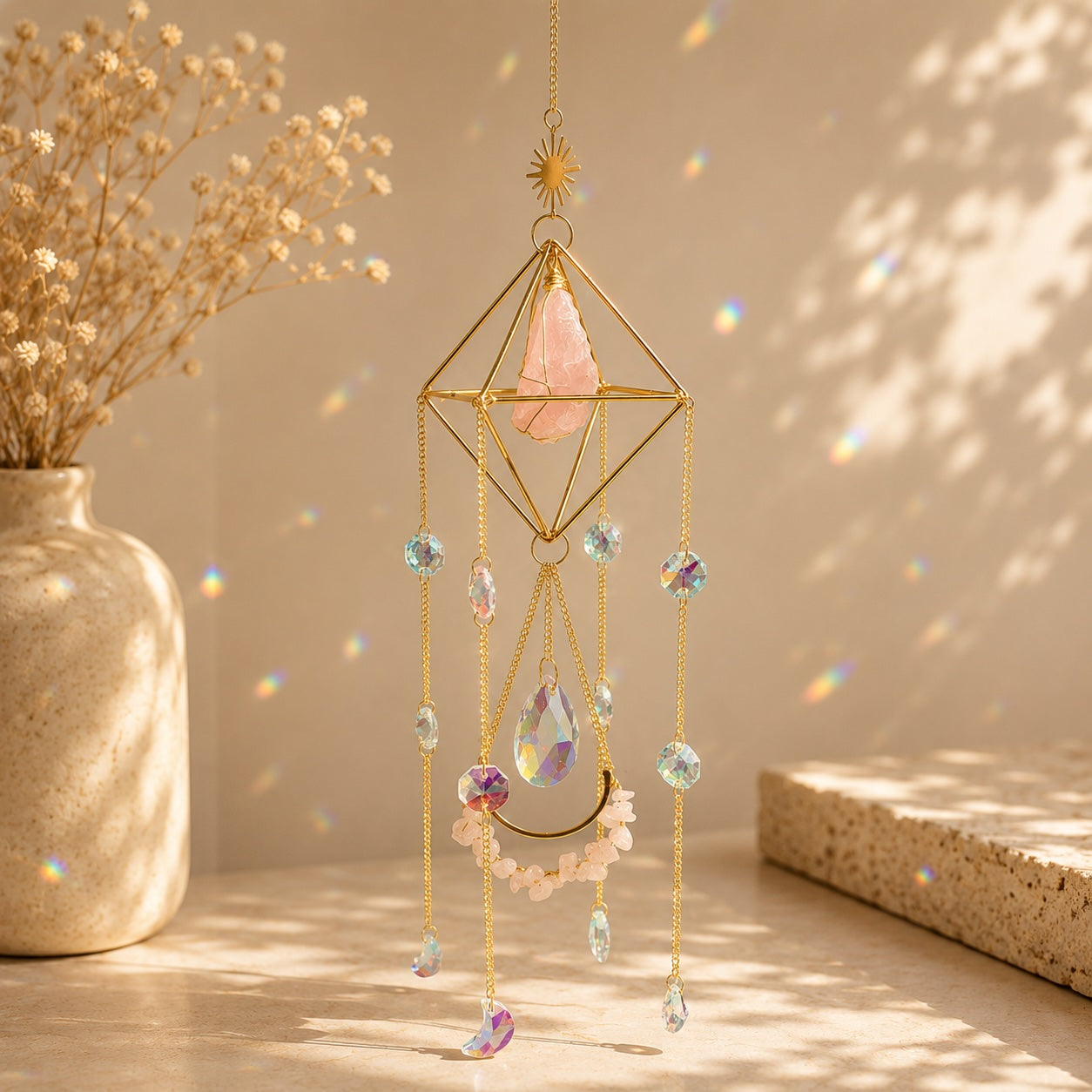 Celestial Rose Quartz Sun Catcher