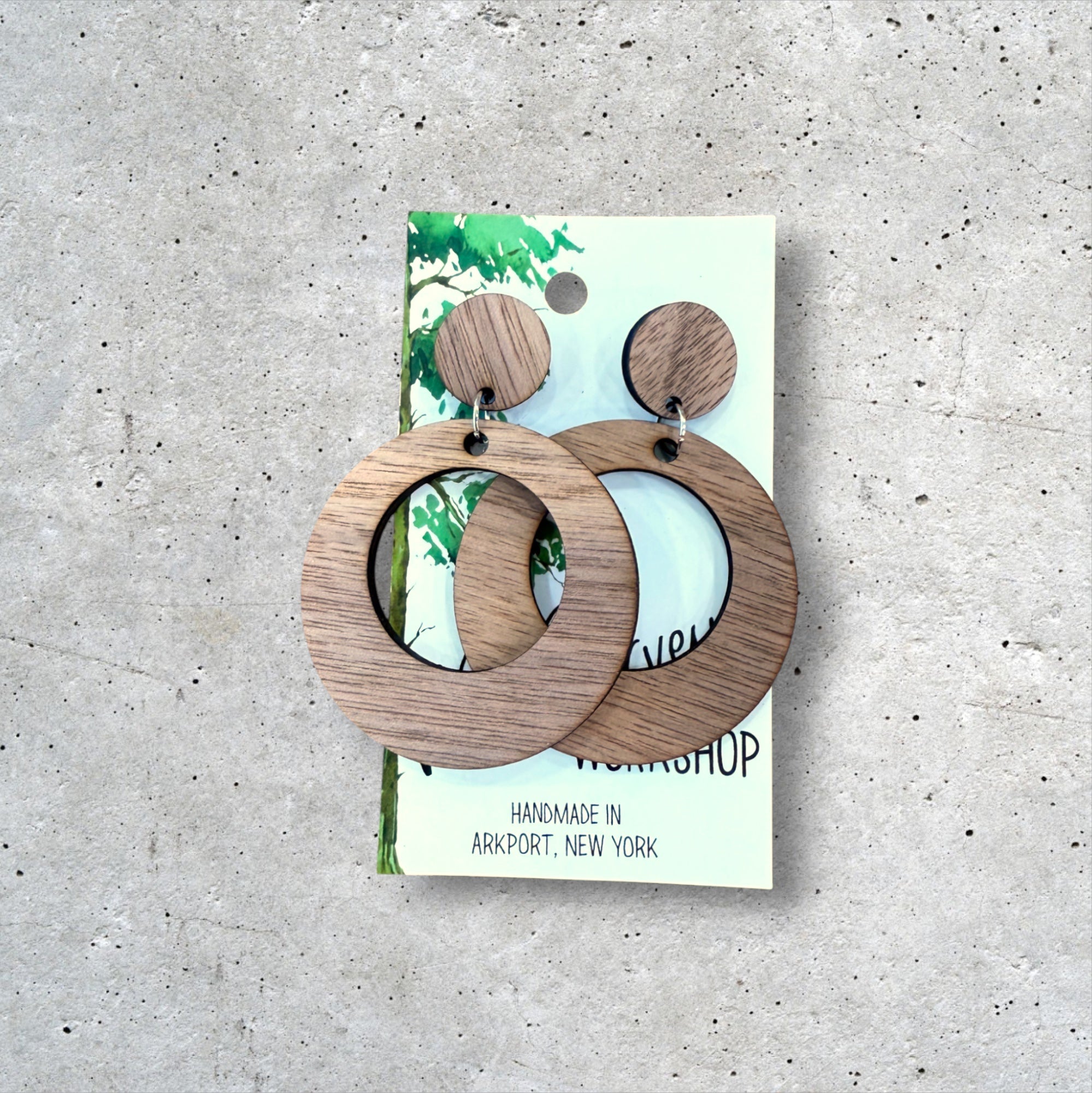 Wood Hoop Dangle Earrings, Wood Earrings, Hypoallergenic